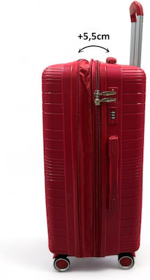 Olia Home Large Travel Suitcase Red with 4 Wheels Height 85cm