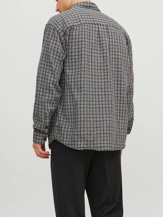 Jack & Jones Men's Shirt Long Sleeve Cotton Checked Black