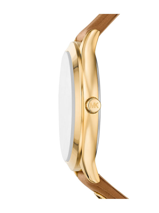 Michael Kors Runway Γυναικείο Ρολόι 38mm Μπαταρίας με Καφέ Δερμάτινο Λουράκι