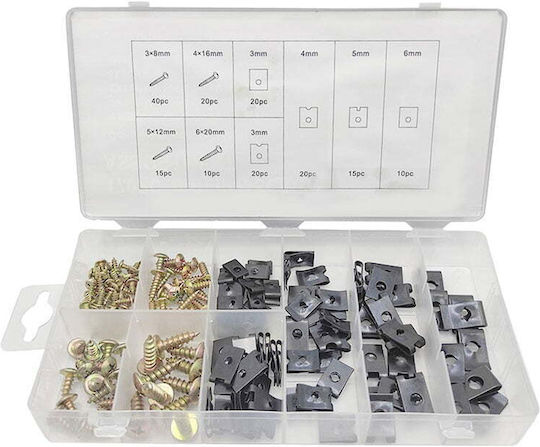 Schraube Verzinkt 170Stück im Koffer + U-type Clip Set