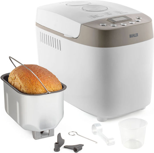 Muhler Bread Maker 850W with Container Capacity 1500gr and 15 Baking Programs