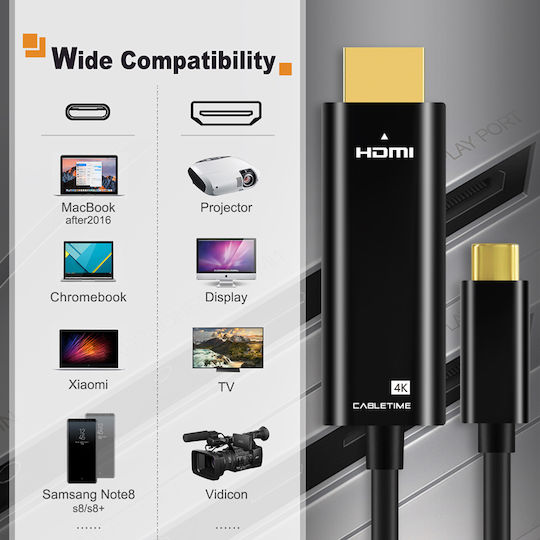 Cabletime Cable HDMI male - HDMI male 0.9m Μαύρο