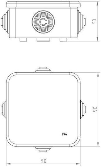 Eurolamp Surface-Mounted Electrical Box IP55 in Gray Color 151-25507