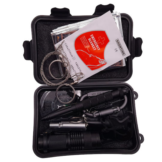 Survival 13 Survival Kit Case with Flashlight