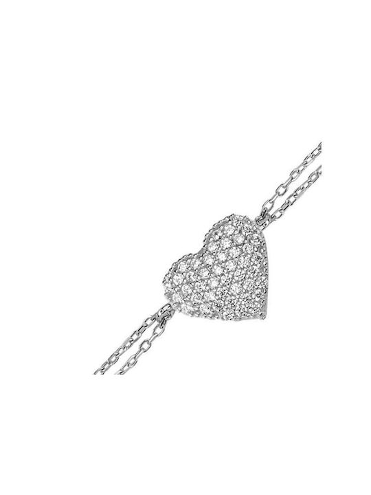 Paraxenies Bracelet Chain with design Heart made of Silver with Zircon