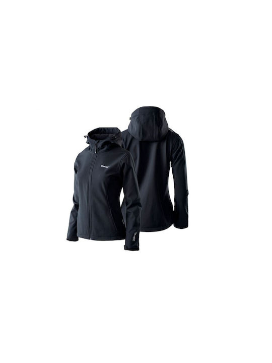 Lady Women's Short Sports Jacket for Winter with Hood Black
