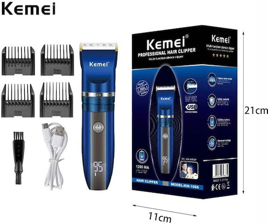 Kemei Professional Rechargeable Hair Clipper Black KM-1086