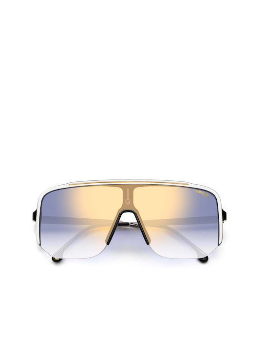 Carrera Car Sonnenbrillen mit Weiß Rahmen und Hellblau Verlaufsfarbe Spiegel Linse 1060/S CCP/1V