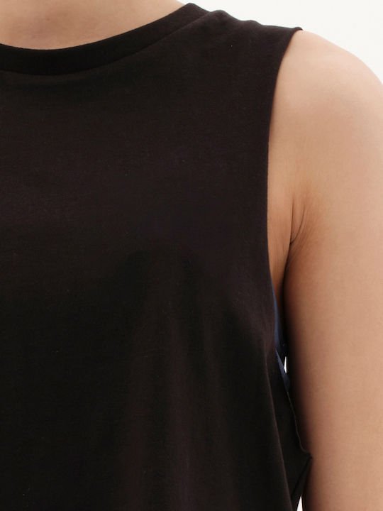 Γυναικείο Αθλητικό Crop Top Αμάνικο Μαύρο