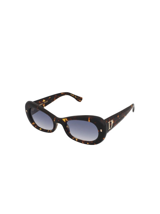 Dsquared2 De damă Ochelari de soare cu Maro Broască țestoasă Din plastic Cadru și Albastru Ochelari de soare Lentilă D2 0110/S 086/08