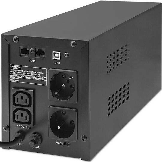 Qoltec 53771 UPS Line-Interactive 2000VA 1200W με 2 IEC Πρίζες