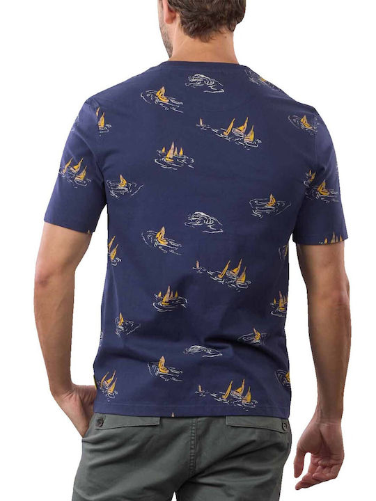 Scotch & Soda All Over Print Men's Short Sleeve Blouse Navy Blue