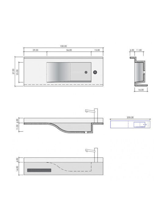 Sanitec 703 Half Wave Single An der Wand montiert Aufgesetztes Waschbecken Porzellan cmcm Weiß