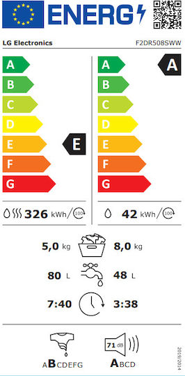 LG Πλυντήριο-Στεγνωτήριο Ρούχων 8kg/5kg Ατμού 1200 Στροφές