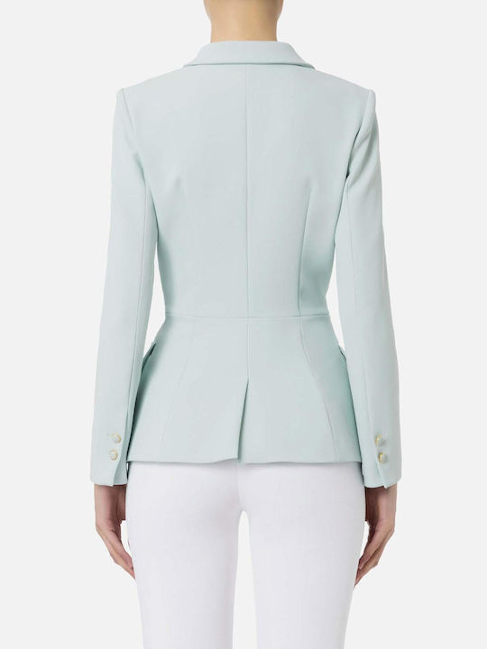 Elisabetta Franchi Damen Krepp Gekreuzt Blazer Hellblau