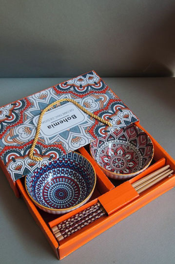 Duo Orange Bowls Σετ 2 Μπωλ Φαγητού Πορτοκαλί Μπλε