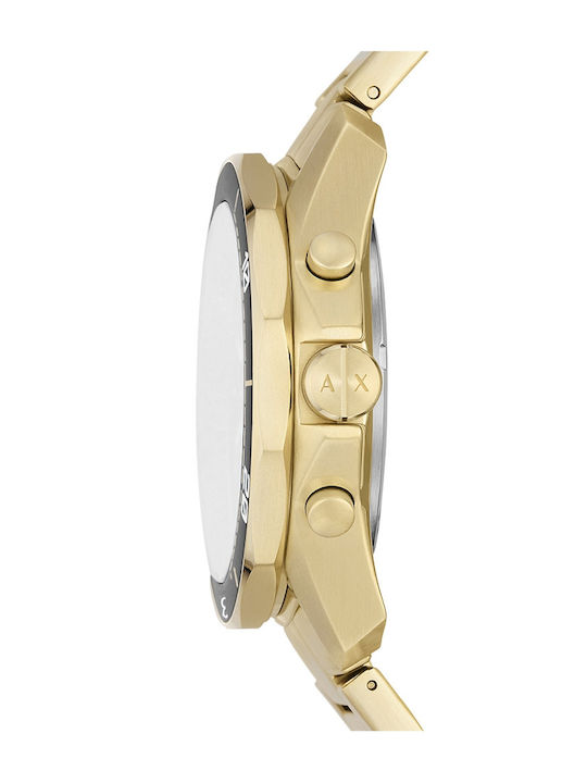 Armani Exchange Herrenuhr 44mm Chronograph Batterie mit Gold Rostfreien Stahlarmband