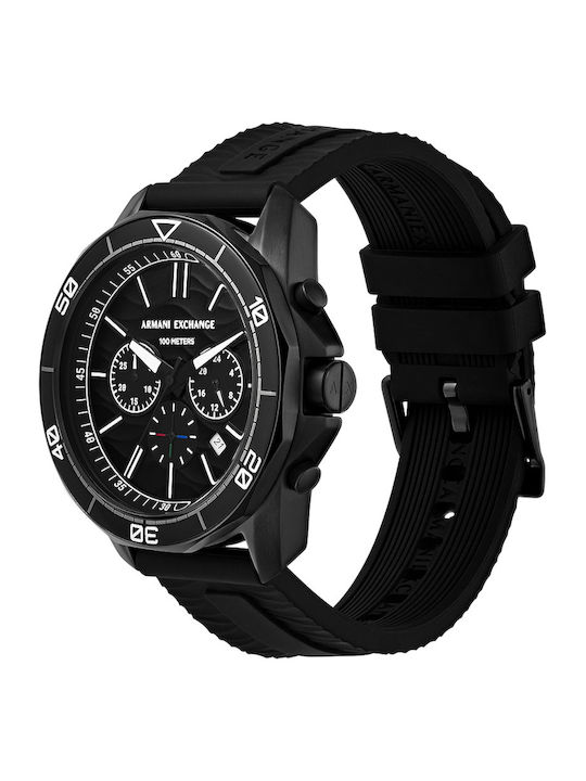 Armani Exchange Мъжки Часовник 44мм Хронограф На батерия с Черен каучук каишка