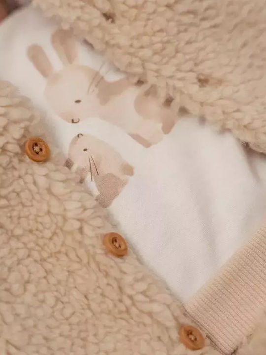 Παιδική Ζακέτα Γούνινη με Κουκούλα Λευκή Teddy Bunny