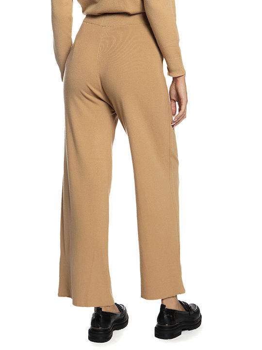 Cavalieri Women's Fabric Trousers with Elastic Brown