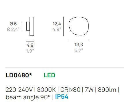 Zafferano Wall-Mounted Outdoor Light LED IP54 7W with Warm White Light 12.4x13.3x4.9εκ.