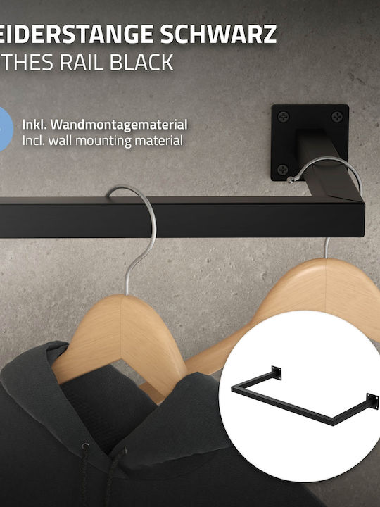 ML-Design Κρεμάστρα Τοίχου Μεταλλική Μαύρη 60x30cm