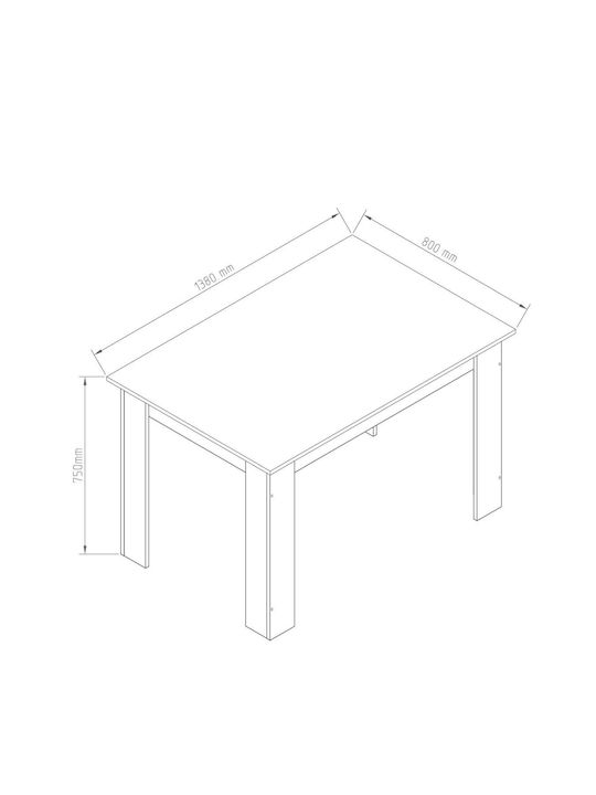 Hazel Τραπέζι Τραπεζαρίας Ξύλινο Sonoma 140x80x75εκ.