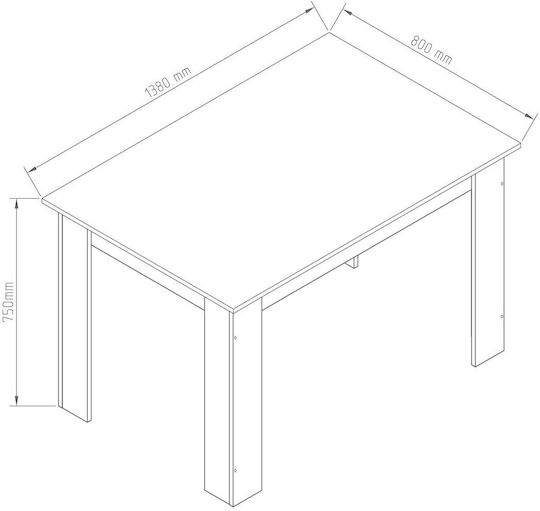 Hazel Table Dining Room Wooden Sonoma 140x80x75cm