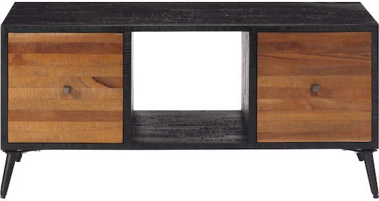 Masa Centrală Rectangulară Din Lemn Masiv Cu Sertare Neagră L90xL50xÎ41cm