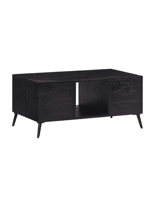 vidaXL Rechteckiges Zentral Kaffeetisch aus Massivholz mit Schubladen Schwarz M90xB50xH41cm