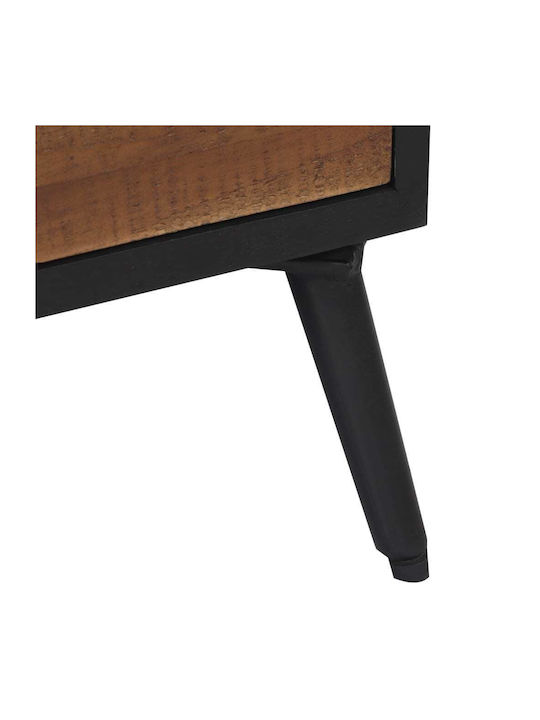 vidaXL Rechteckiges Zentral Kaffeetisch aus Massivholz mit Schubladen Schwarz M90xB50xH41cm