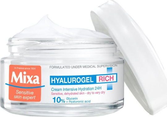 Mixa Hyalurogel Rich 24ωρη Ενυδατική & Αναπλαστική Κρέμα Προσώπου Ημέρας με Υαλουρονικό Οξύ 50ml