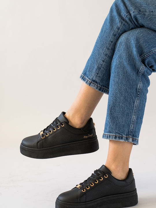 Damen Flatforms Sneakers BLACK