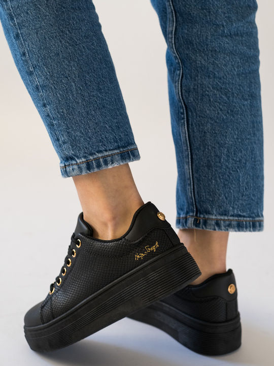 Damen Flatforms Sneakers BLACK