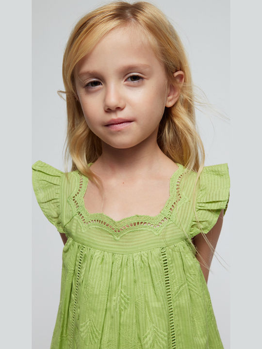 Kinderkleid Kurzärmelig Leinen Green
