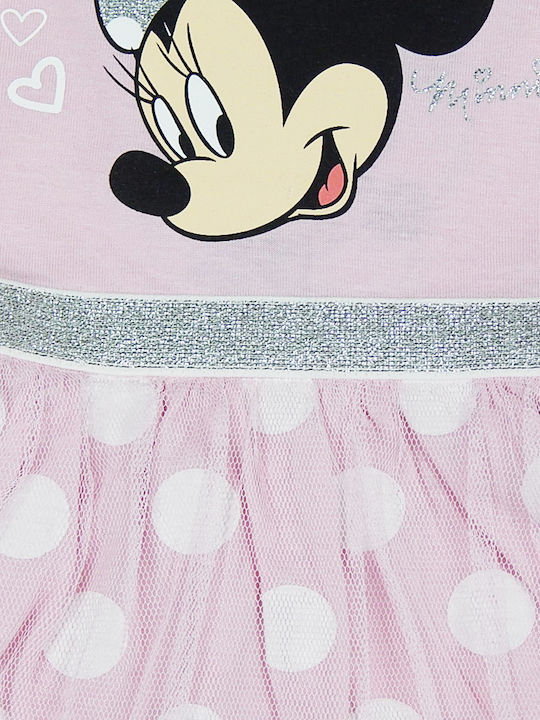 Minnie Παιδικό Φόρεμα Αμάνικο Τούλινο Πουά Ροζ
