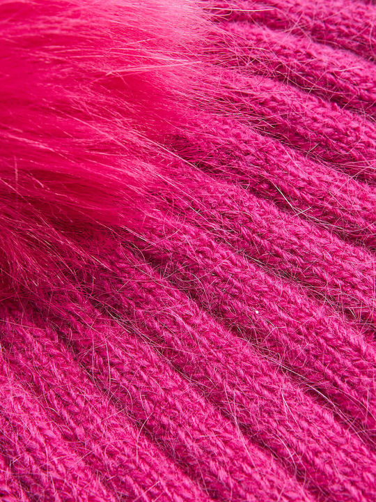 Pom Pom Beanie Beanie in Fuchsie color