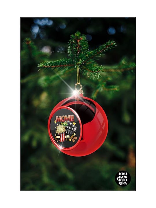 Movie Night Christmas Plastic Ball Ornament Red 8cm