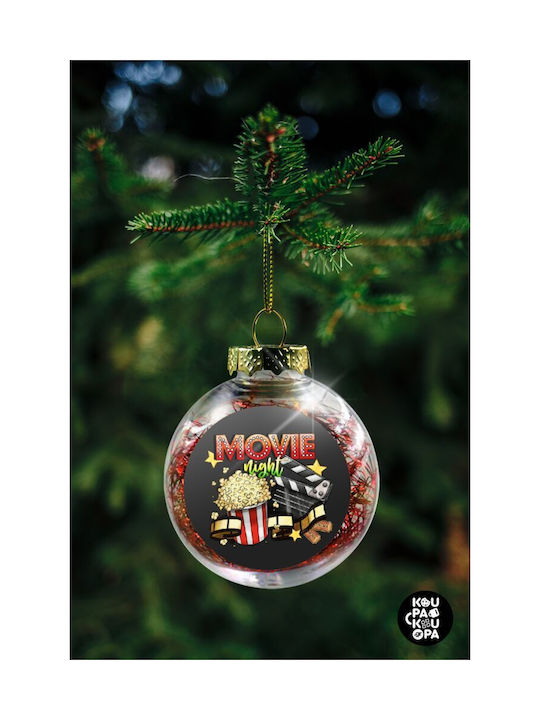 Movie Night Christmas Plastic Ball Ornament Transparent 8cm