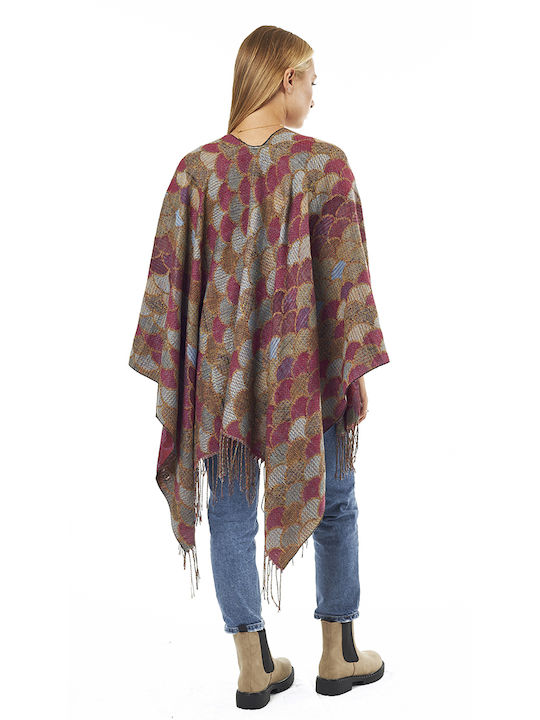 Poncho Burgundy Pentru Femei