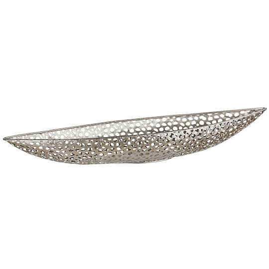 ArteLibre Διακοσμητικό Μπωλ Μεταλλικό Εκρού 19x59x7cm