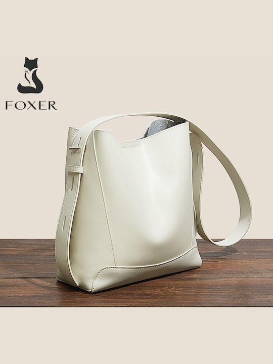 Leather Women's Bag Shopper Shoulder White