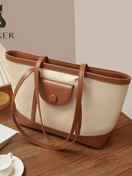 Set Geantă Dama Shopper De Umăr Bej