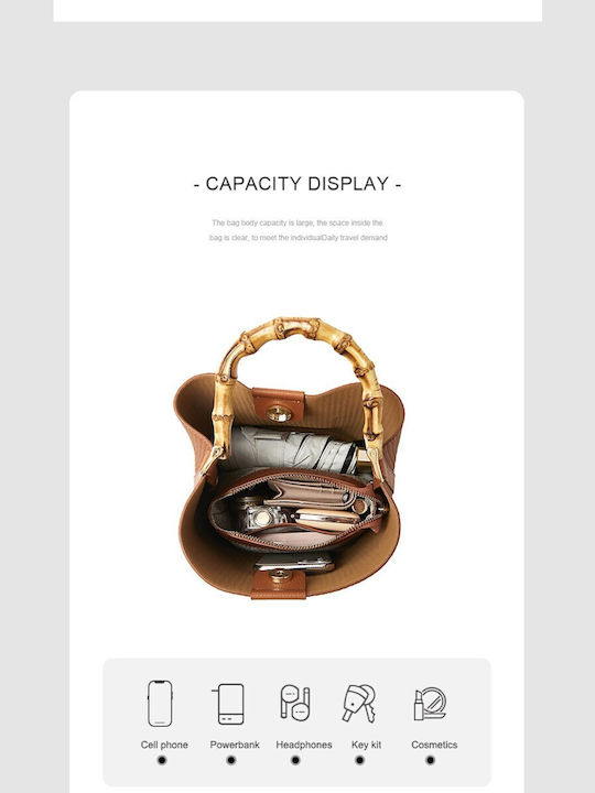 Leather Women's Bag Tote Handheld Brown