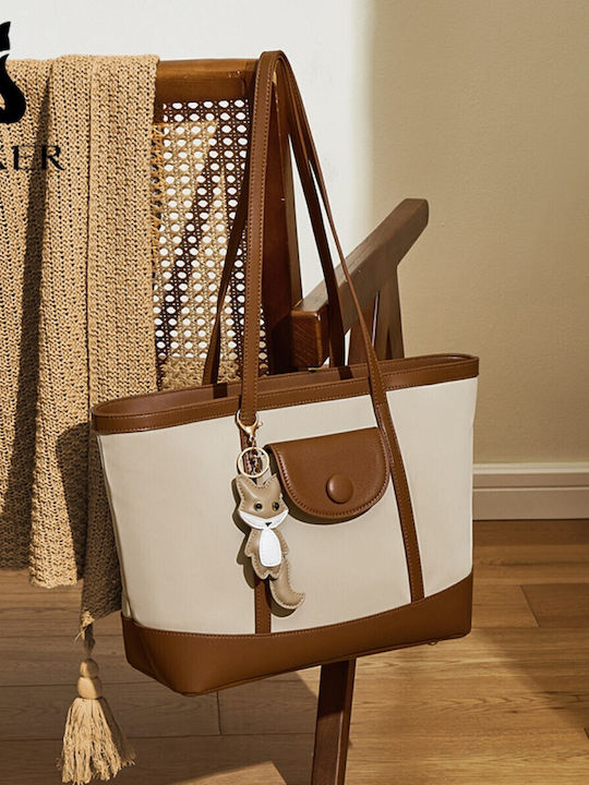 Set Geantă Dama Shopper De Umăr Bej