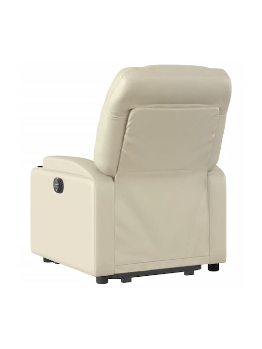 Relax Armchair Massage with Footstool from Leatherette Cream 74x89x100cm