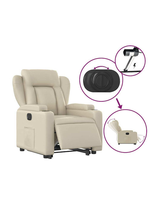Relax Armchair with Footstool from Leatherette Cream 77x94.5x100cm