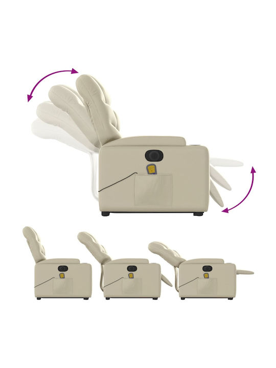 Relax Armchair Massage with Footstool from Leatherette Cream 74x89x100cm