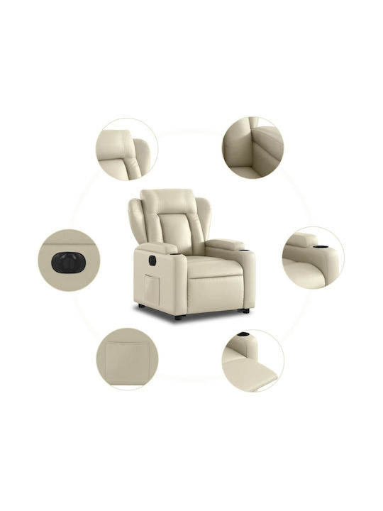 Relax Armchair with Footstool from Leatherette Cream 77x94.5x100cm