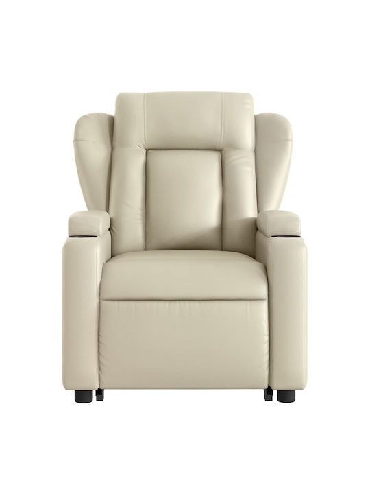 Relax Armchair with Footstool from Leatherette Cream 77x94.5x100cm